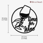 Time for Wine Text with Glass Metal Wall Art Decor