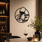 Time for Wine Text with Glass Metal Wall Art Decor