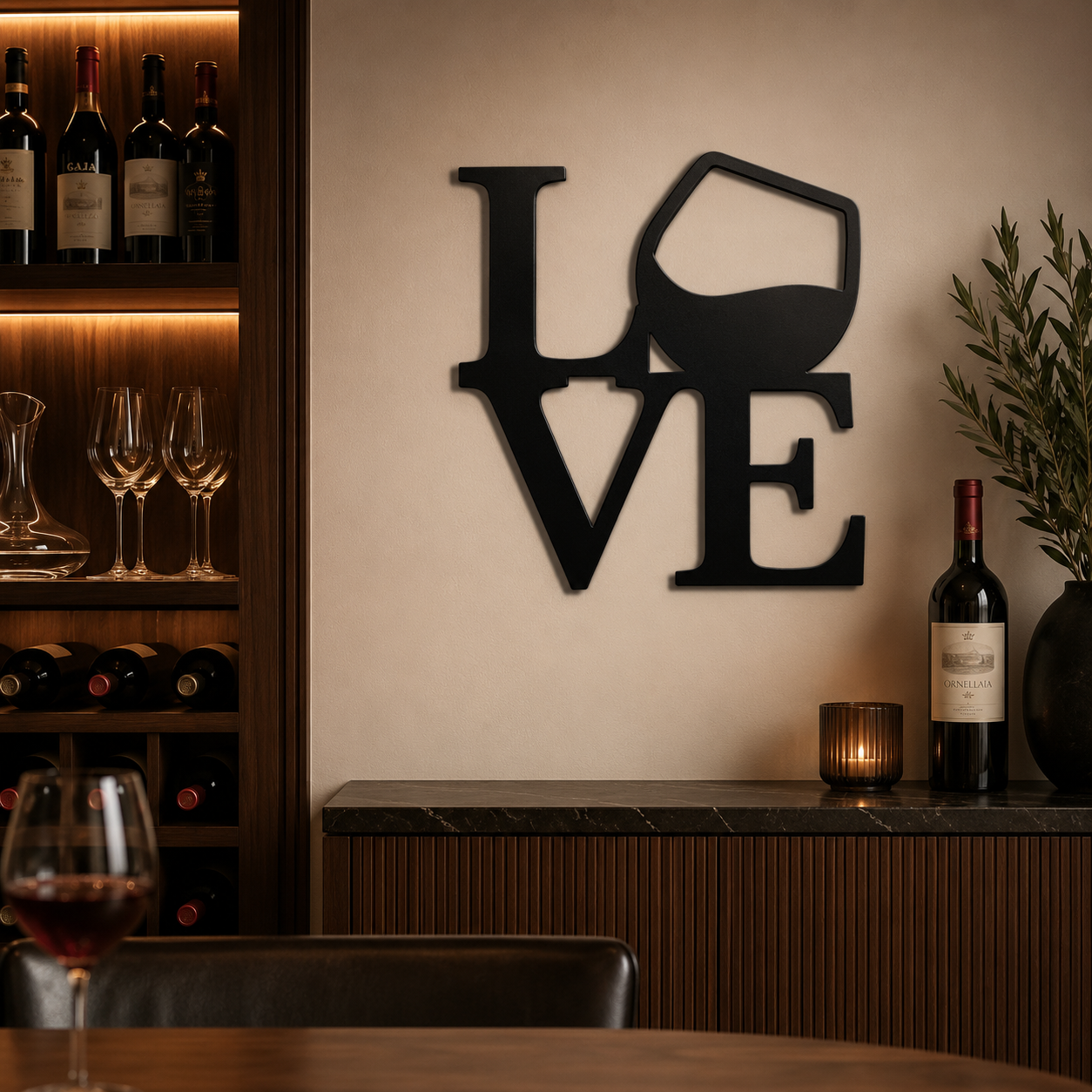 Love with Wine Metal Art Bar Wall Decor