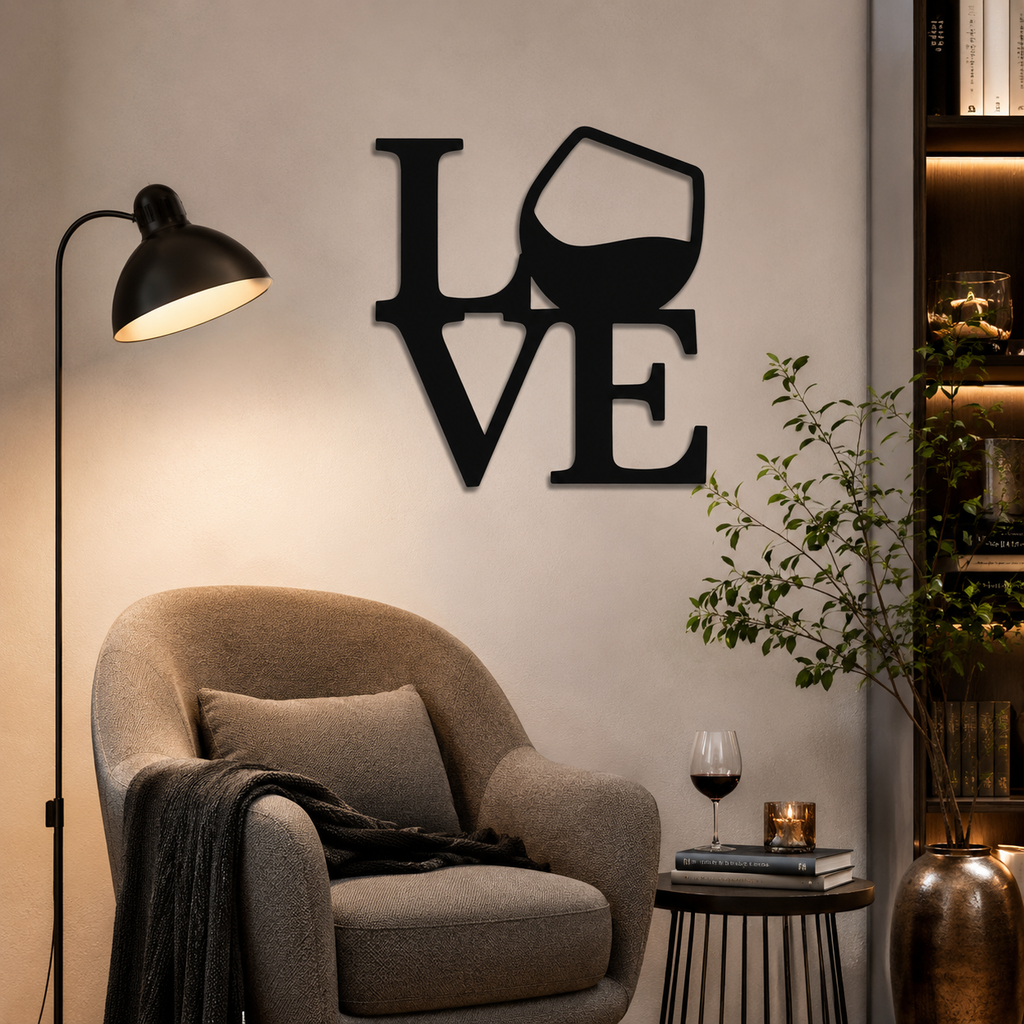 Love with Wine Metal Art Bar Wall Decor