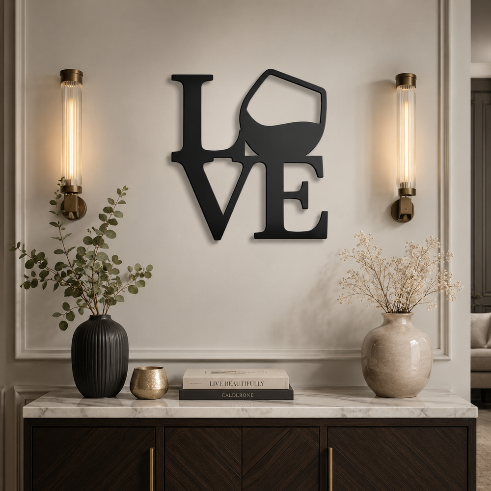 Love with Wine Metal Art Bar Wall Decor