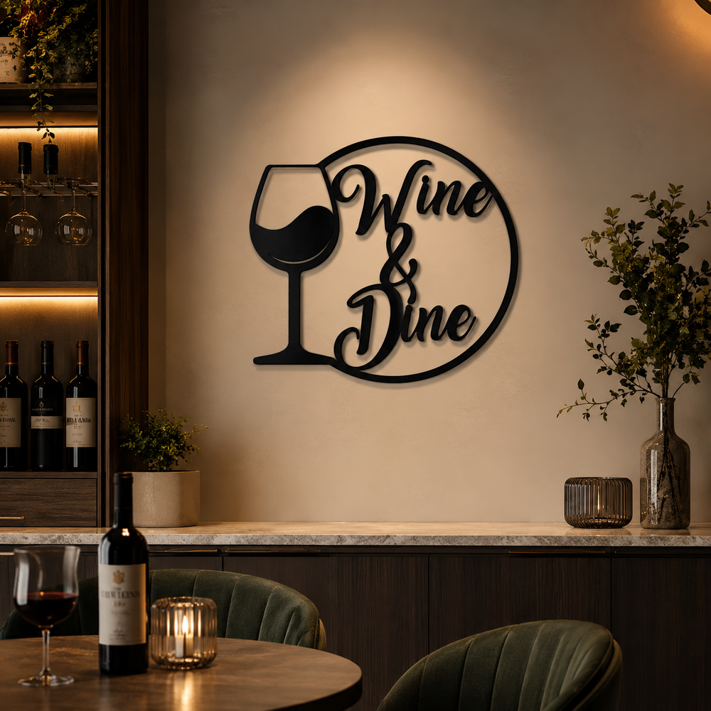 Wine & Dine Metal Art Bar Wall Decor