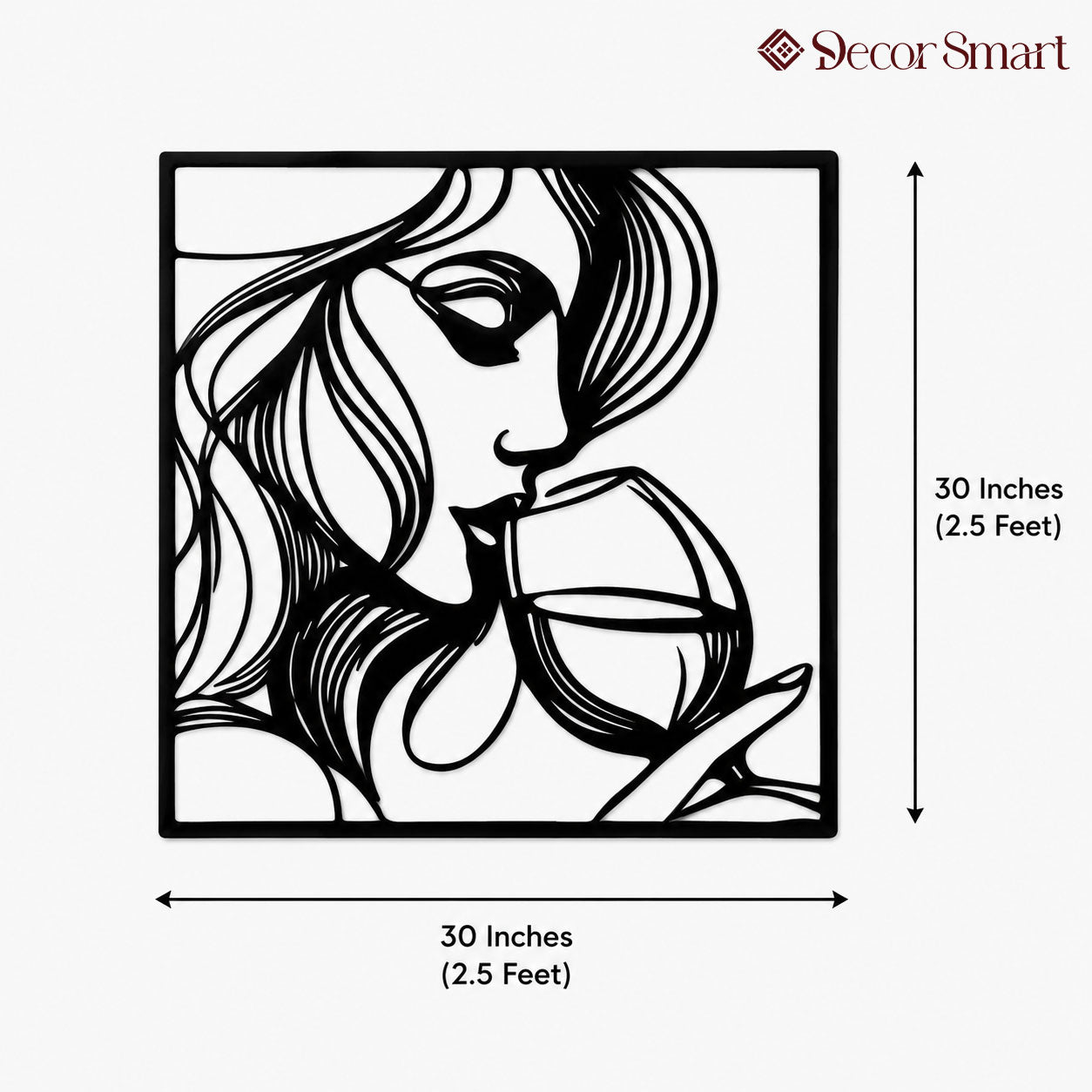Beautiful Women With Wine Line Art Metal Art Wall Decor