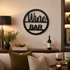 Wine Bar Text Sign Metal Art Wall Decor