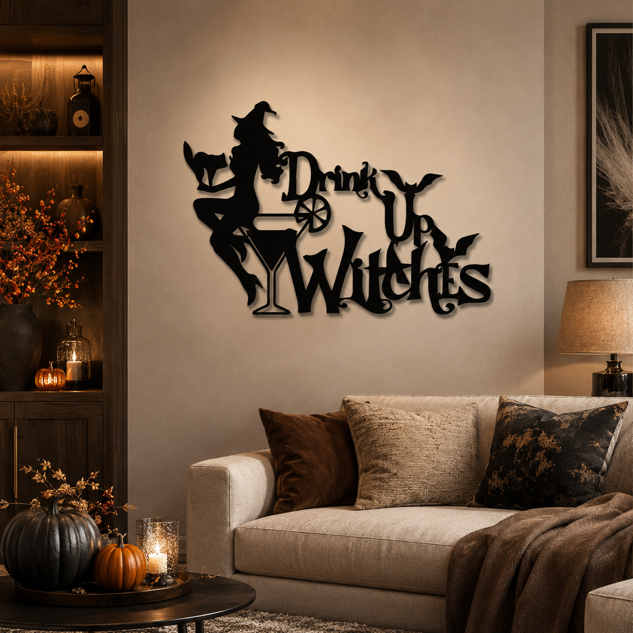 Drink Up Witches Sign Metal Art Wall Decor