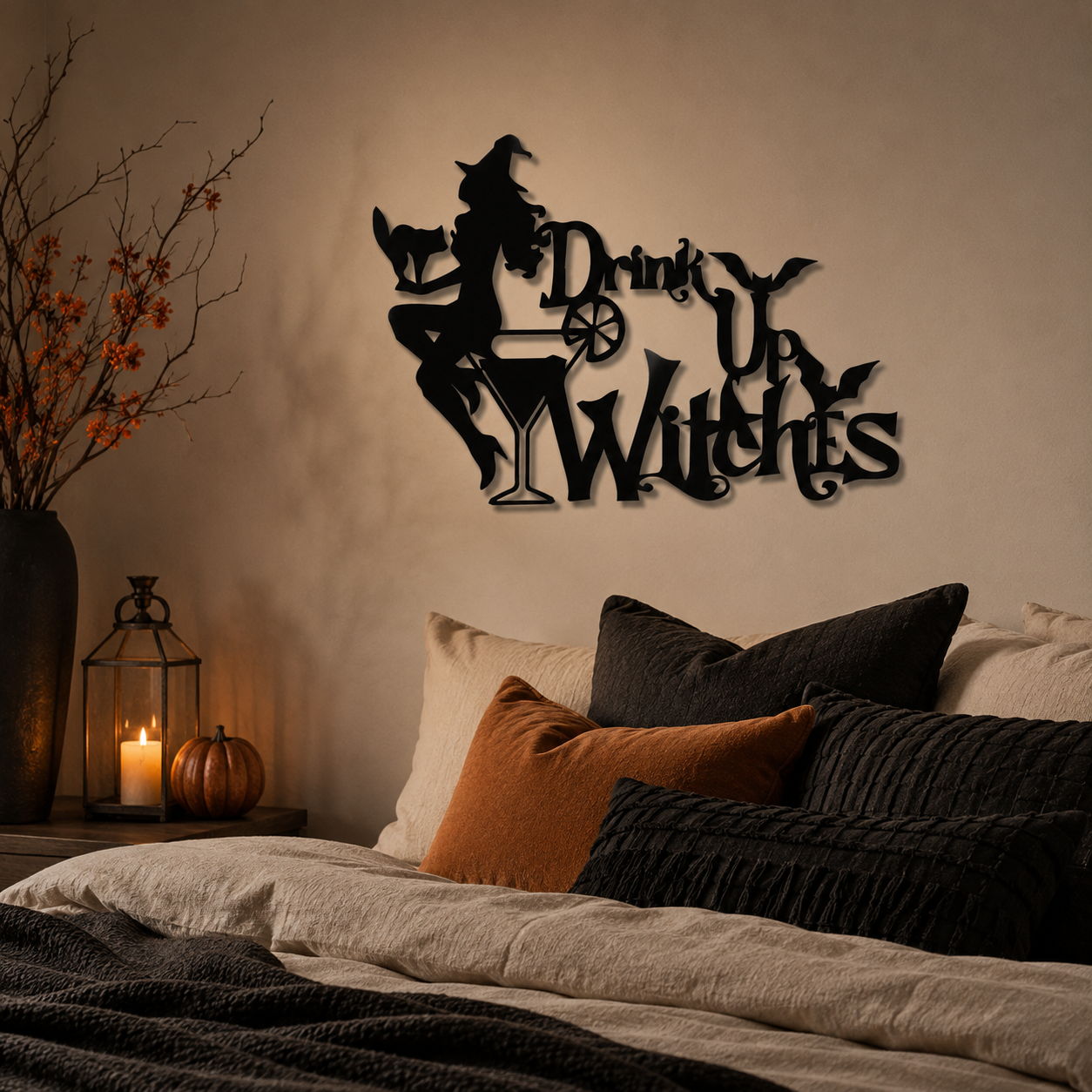 Drink Up Witches Sign Metal Art Wall Decor