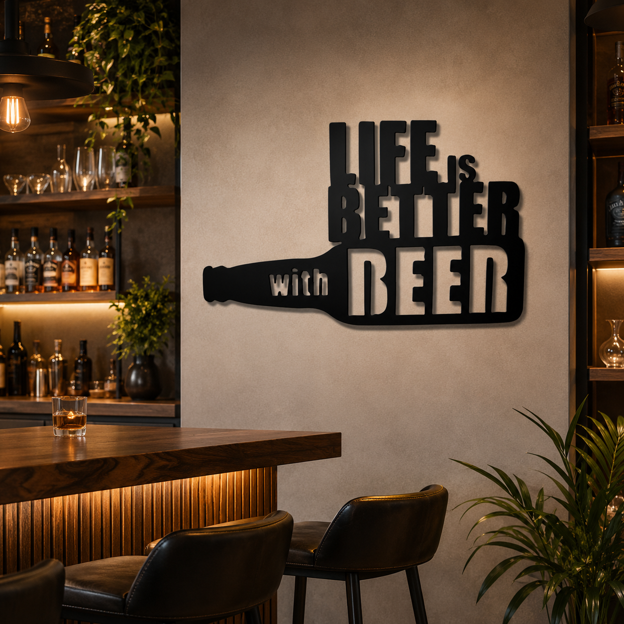Life is Better with Beer Bottle Metal Art Wall Decor