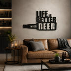 Life is Better with Beer Bottle Metal Art Wall Decor