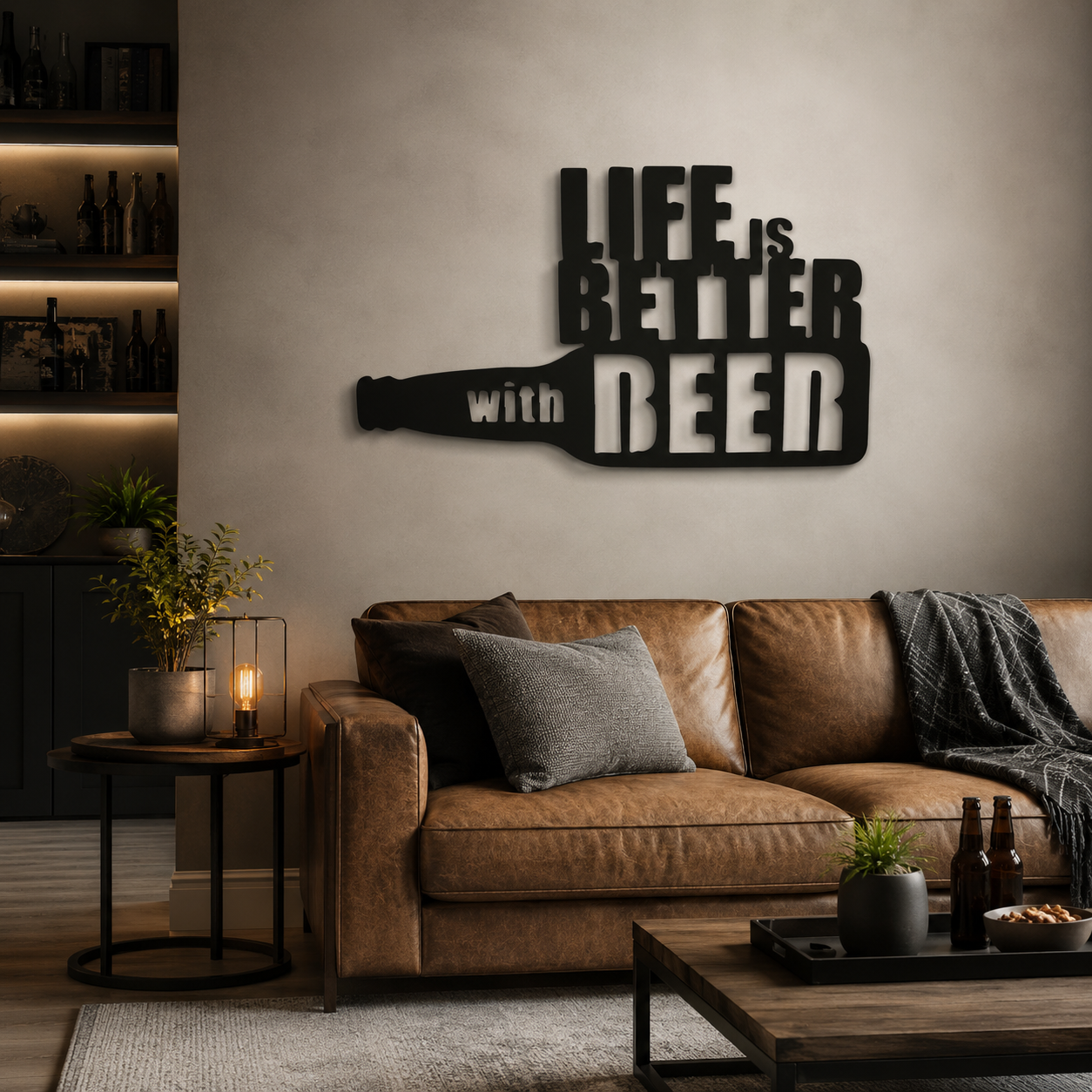 Life is Better with Beer Bottle Metal Art Wall Decor