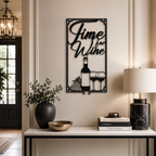 Time For Wine Sign Frame Metal Art Wall Decor