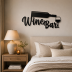 Wine Bottle with Glass Bar Sign Metal Art Wall Decor