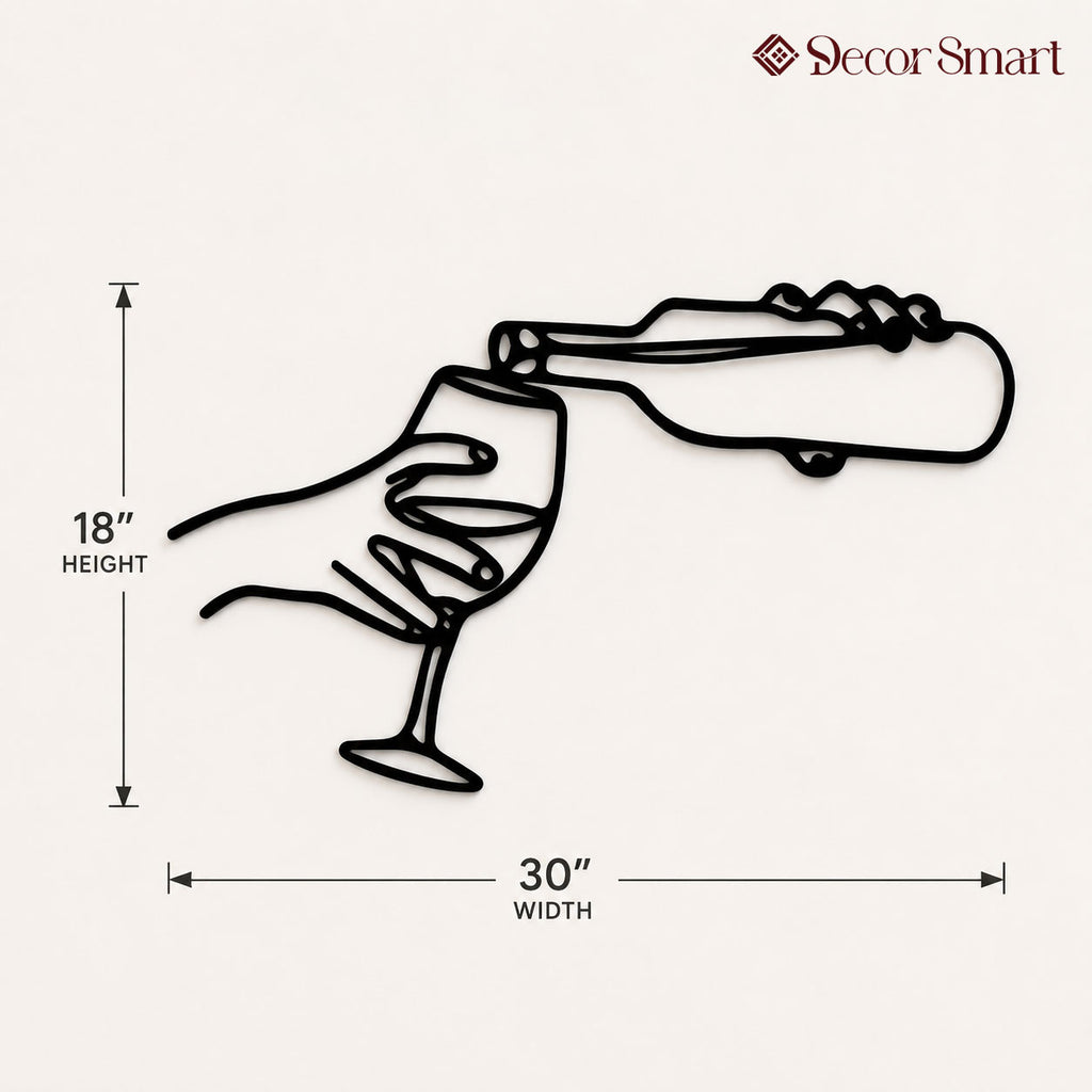Pouring Wine In the Glass Metal Art Wall Decor
