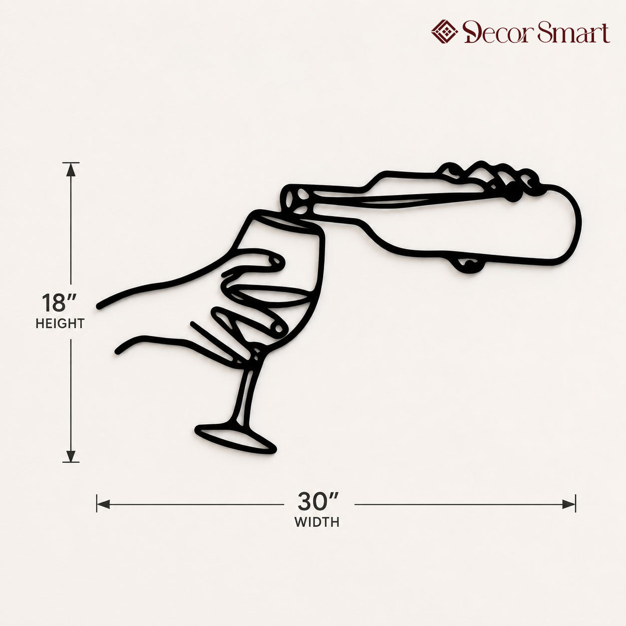 Pouring Wine In the Glass Metal Art Wall Decor