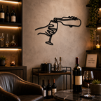 Pouring Wine In the Glass Metal Art Wall Decor