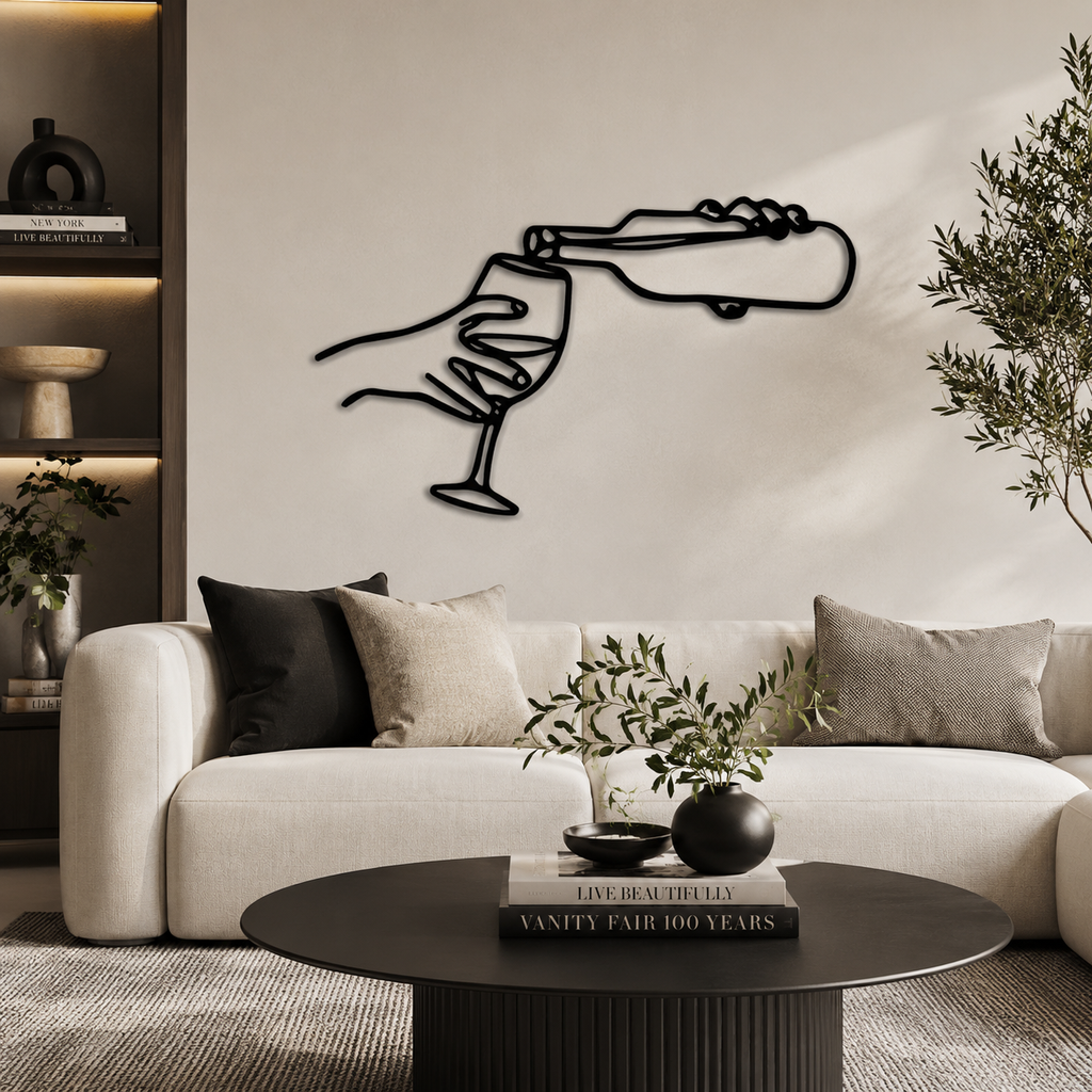 Pouring Wine In the Glass Metal Art Wall Decor