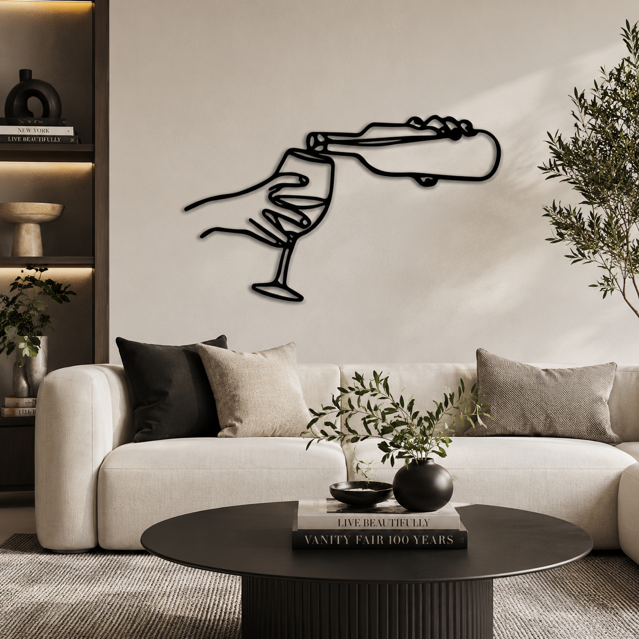 Pouring Wine In the Glass Metal Art Wall Decor