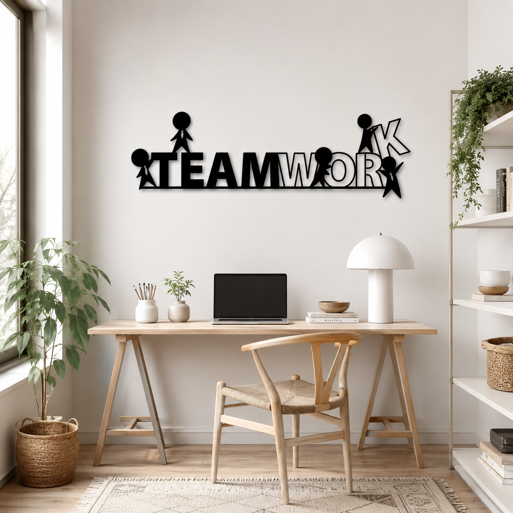 Motivation Quote Team Work Metal Art Office Wall Decor