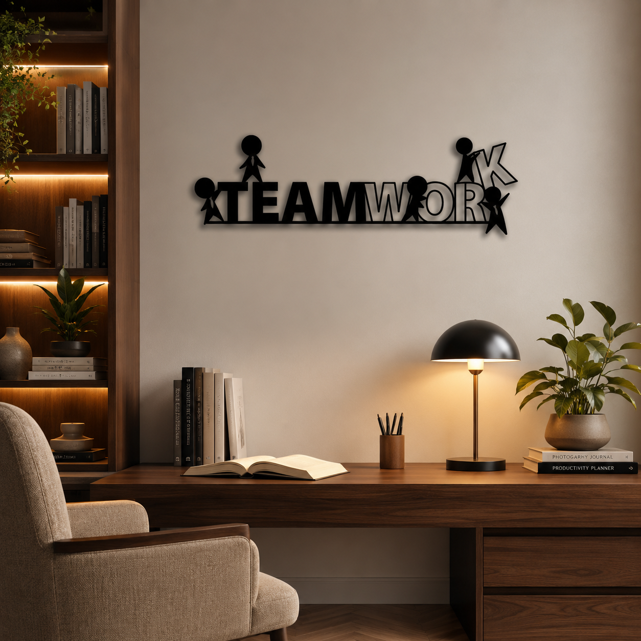 Motivation Quote Team Work Metal Art Office Wall Decor
