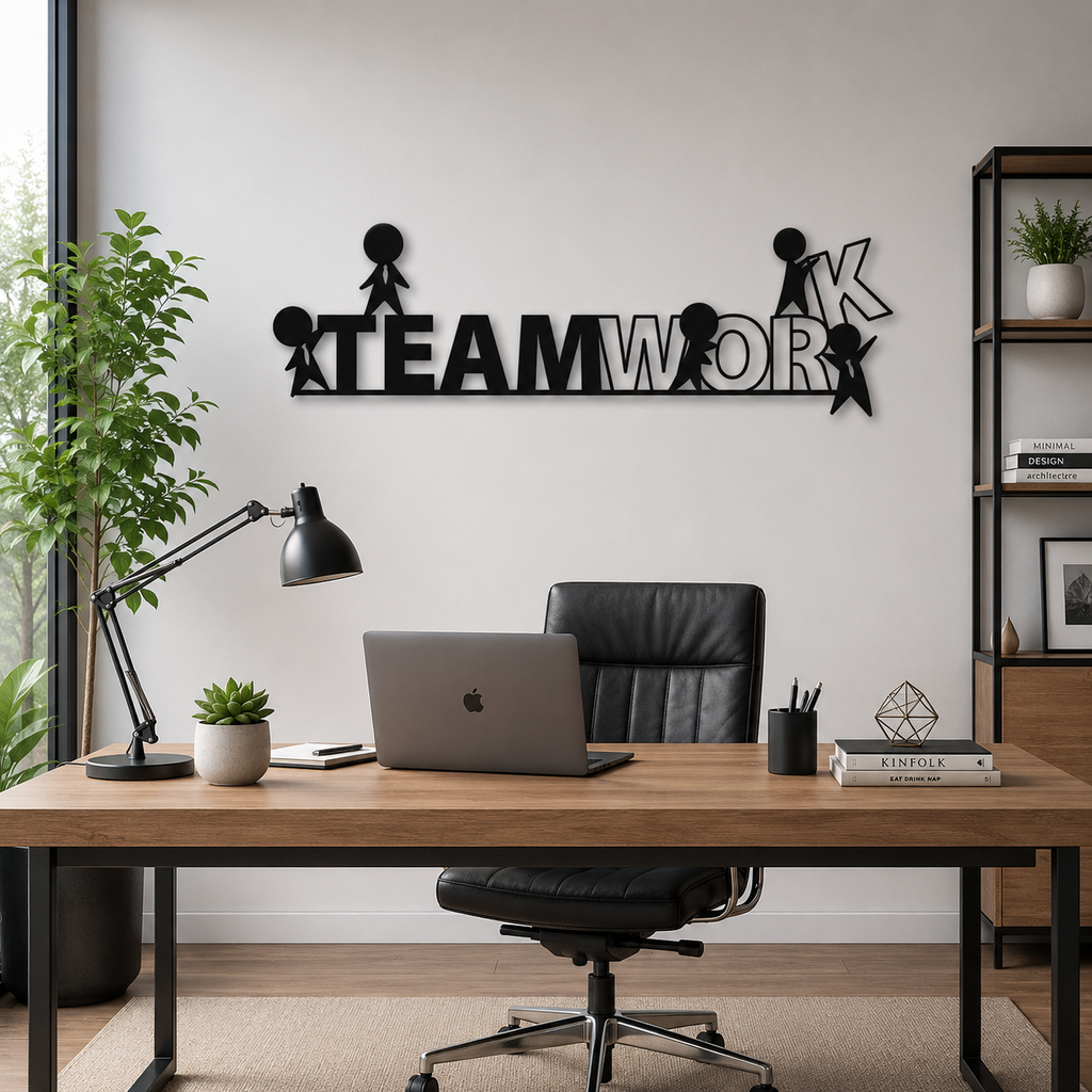 Motivation Quote Team Work Metal Art Office Wall Decor