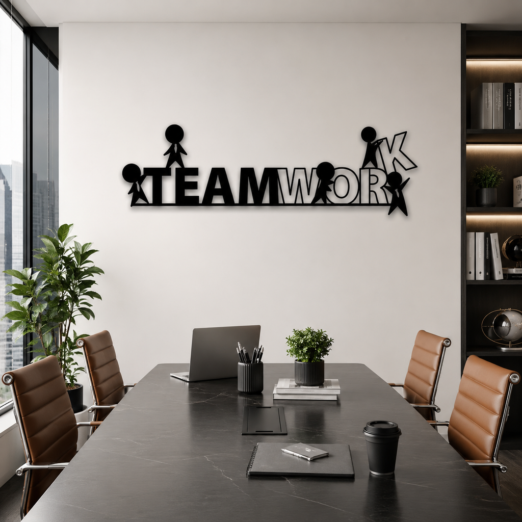 Motivation Quote Team Work Metal Art Office Wall Decor