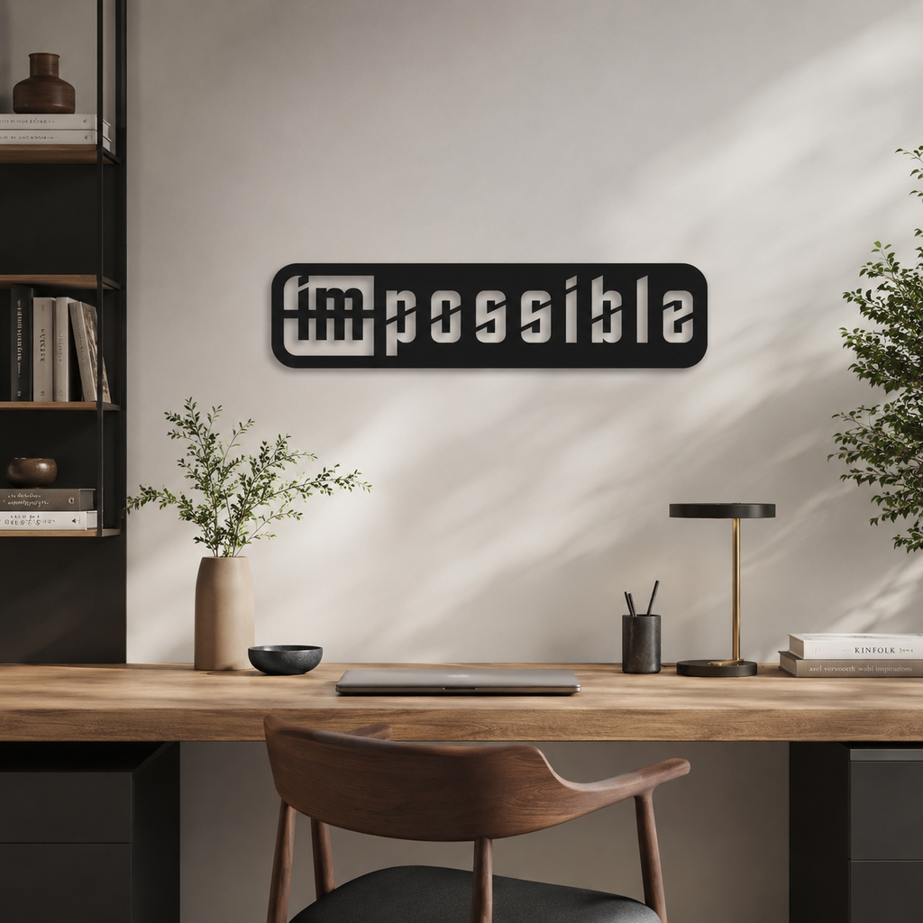 Motivation Quote Impossible to Possible Metal Art Office Wall Decor