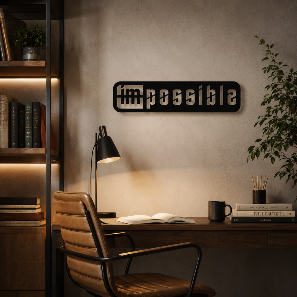 Motivation Quote Impossible to Possible Metal Art Office Wall Decor