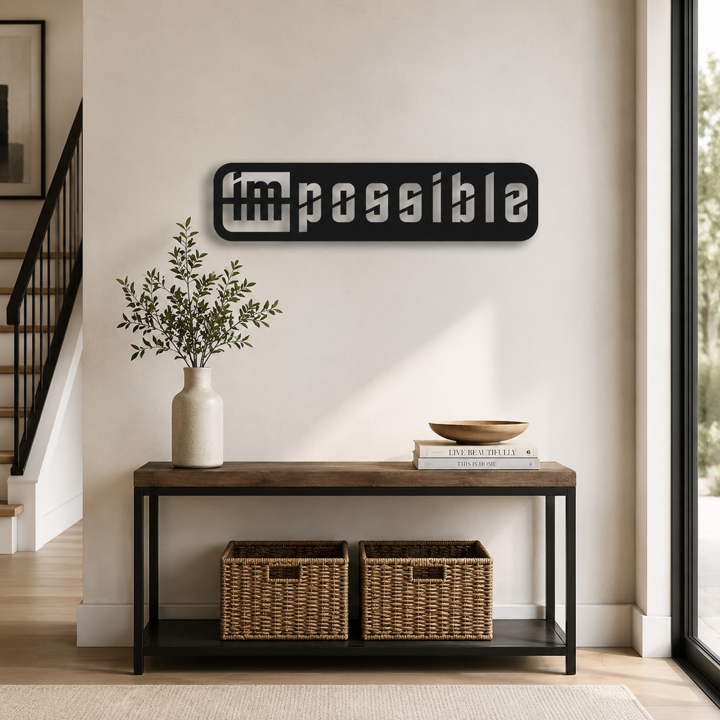 Motivation Quote Impossible to Possible Metal Art Office Wall Decor