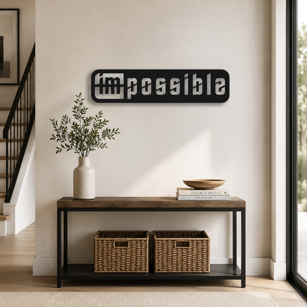 Motivation Quote Impossible to Possible Metal Art Office Wall Decor