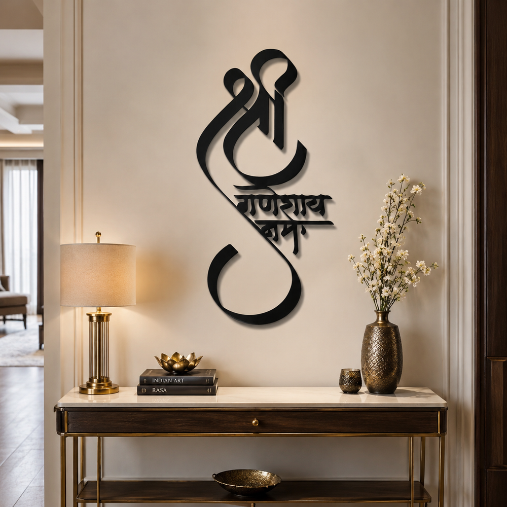 Shree Ganesha Mantra Metal Art Devotion Wall Decor