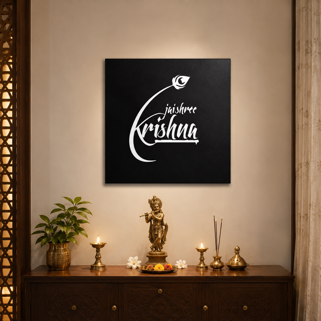 Jai Shree Krishna Metal Art Wall Decor