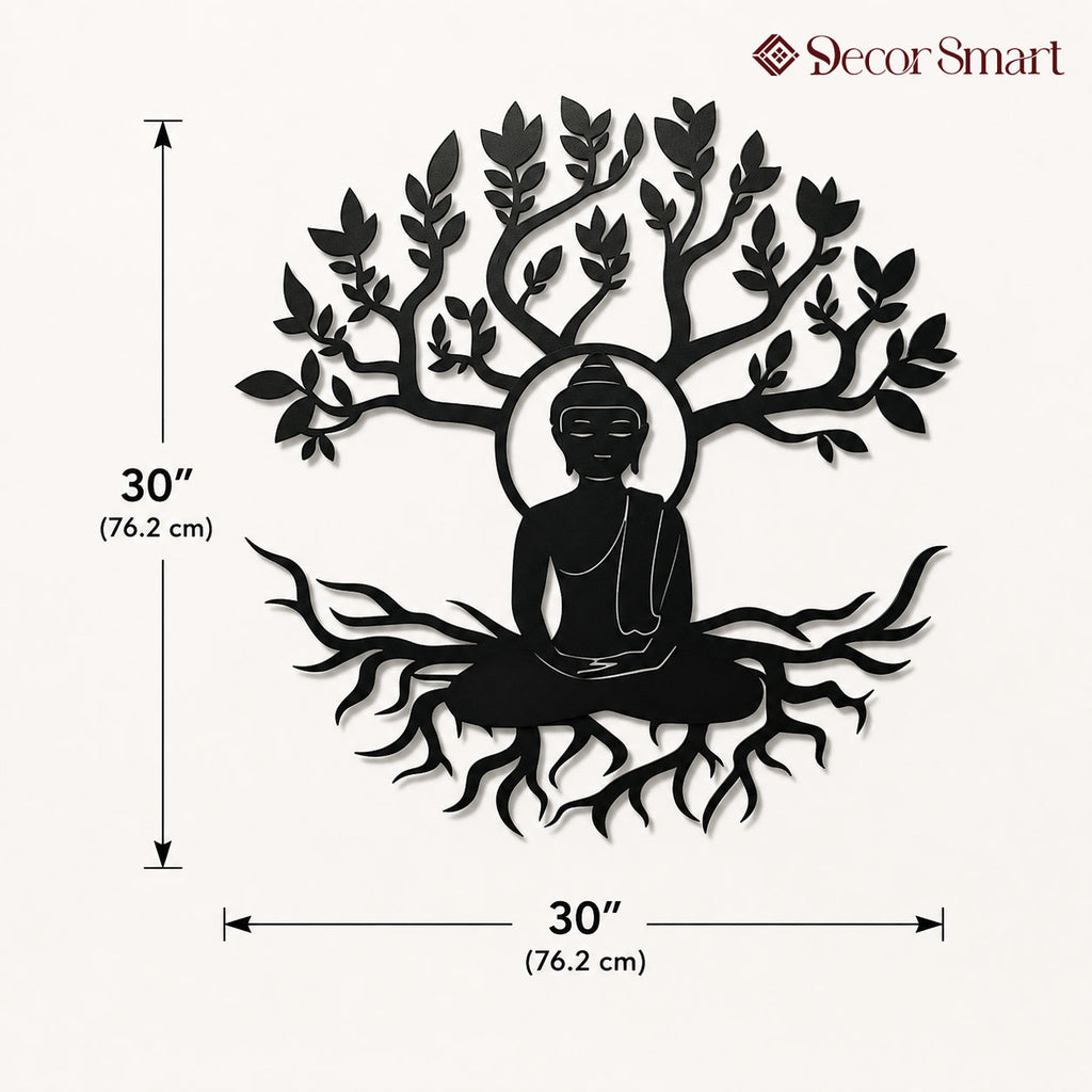 Buddha Tree Peaceful Meditation Metal Art Wall Decor