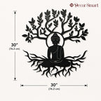 Buddha Tree Peaceful Meditation Metal Art Wall Decor