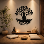 Buddha Tree Peaceful Meditation Metal Art Wall Decor