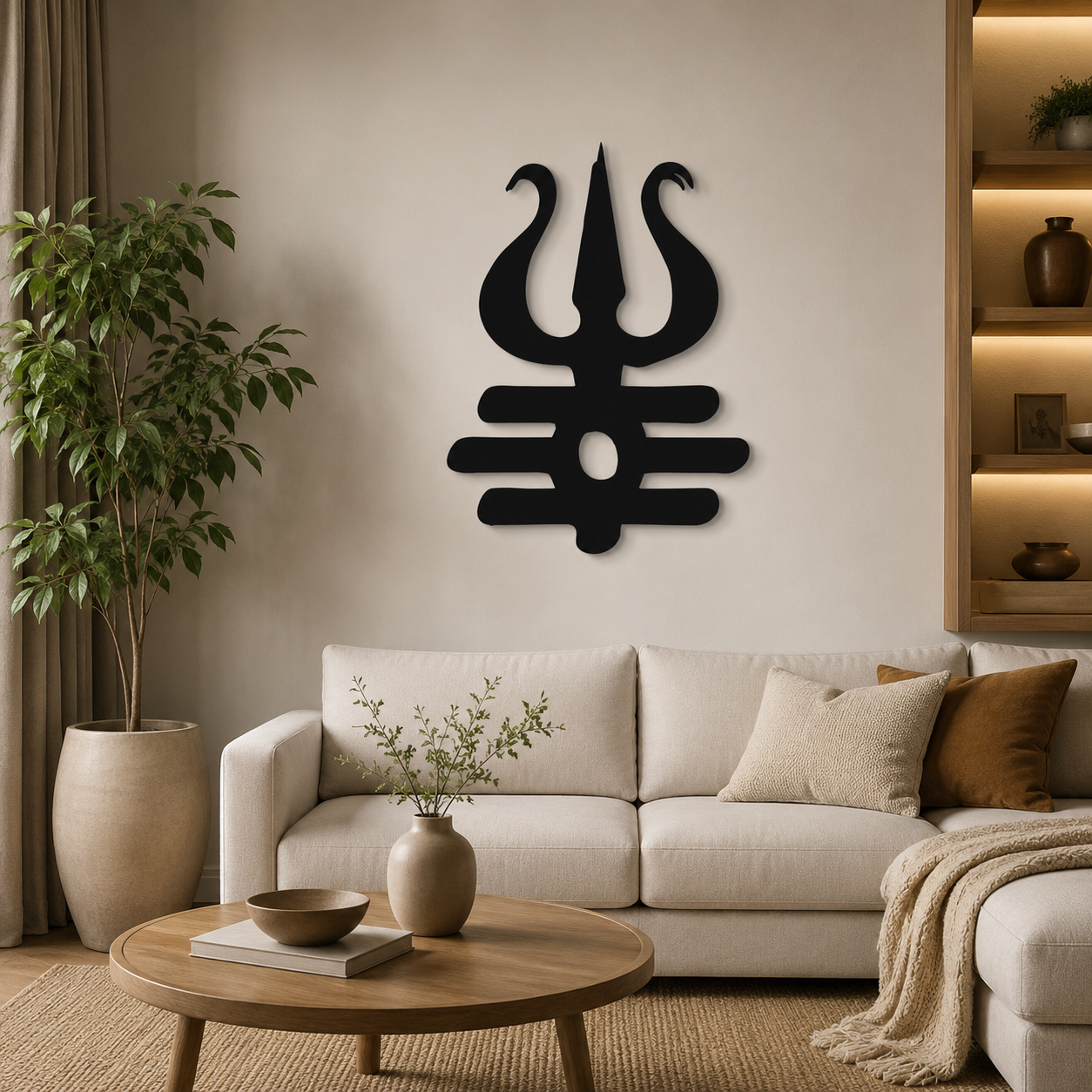 Trishul Design Metal Art Devotion Wall Decor