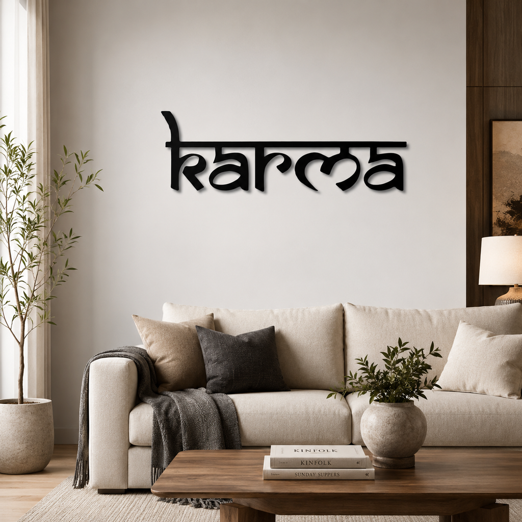 Karma Spiritual Reminder Metal Art Devotion Wall Decor