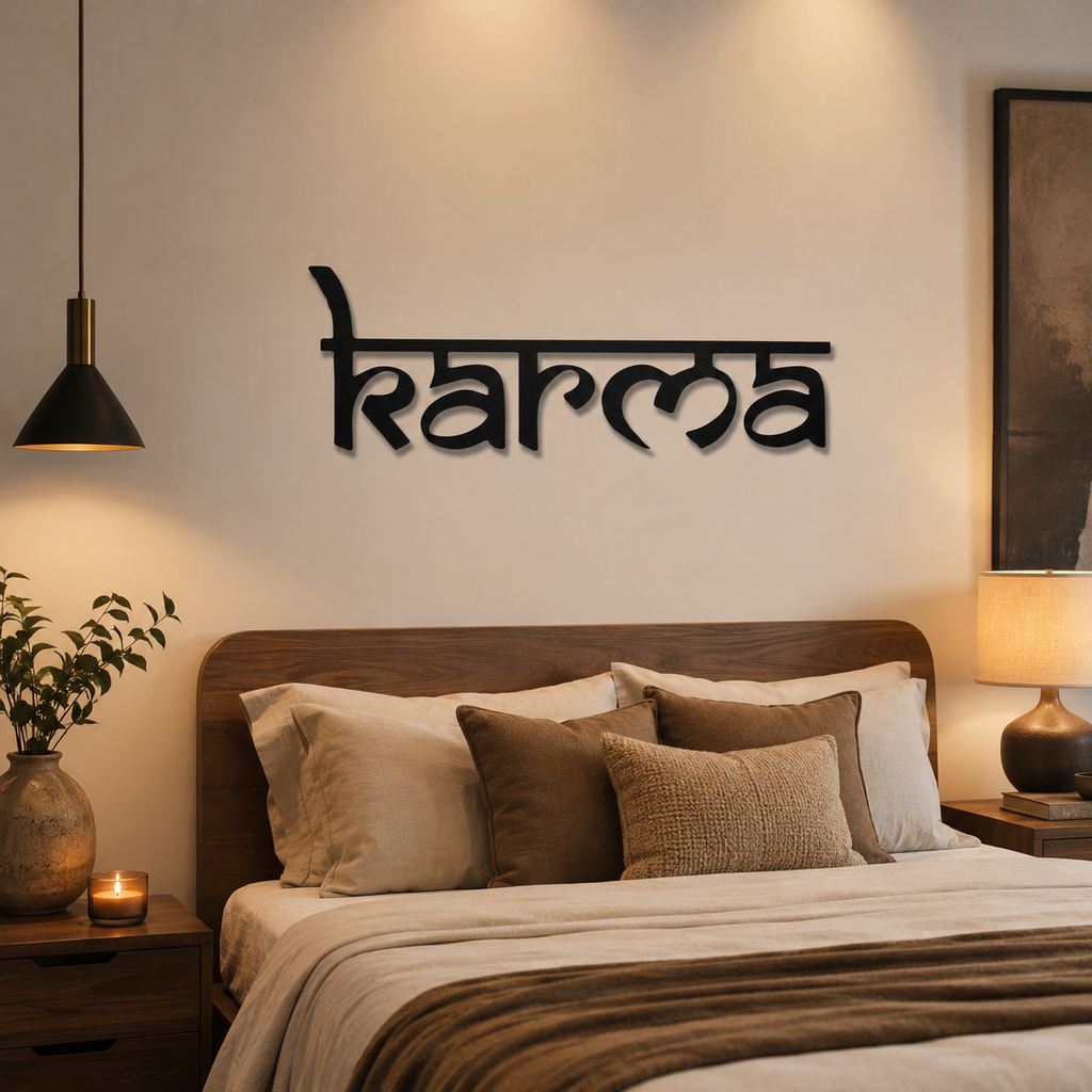 Karma Spiritual Reminder Metal Art Devotion Wall Decor