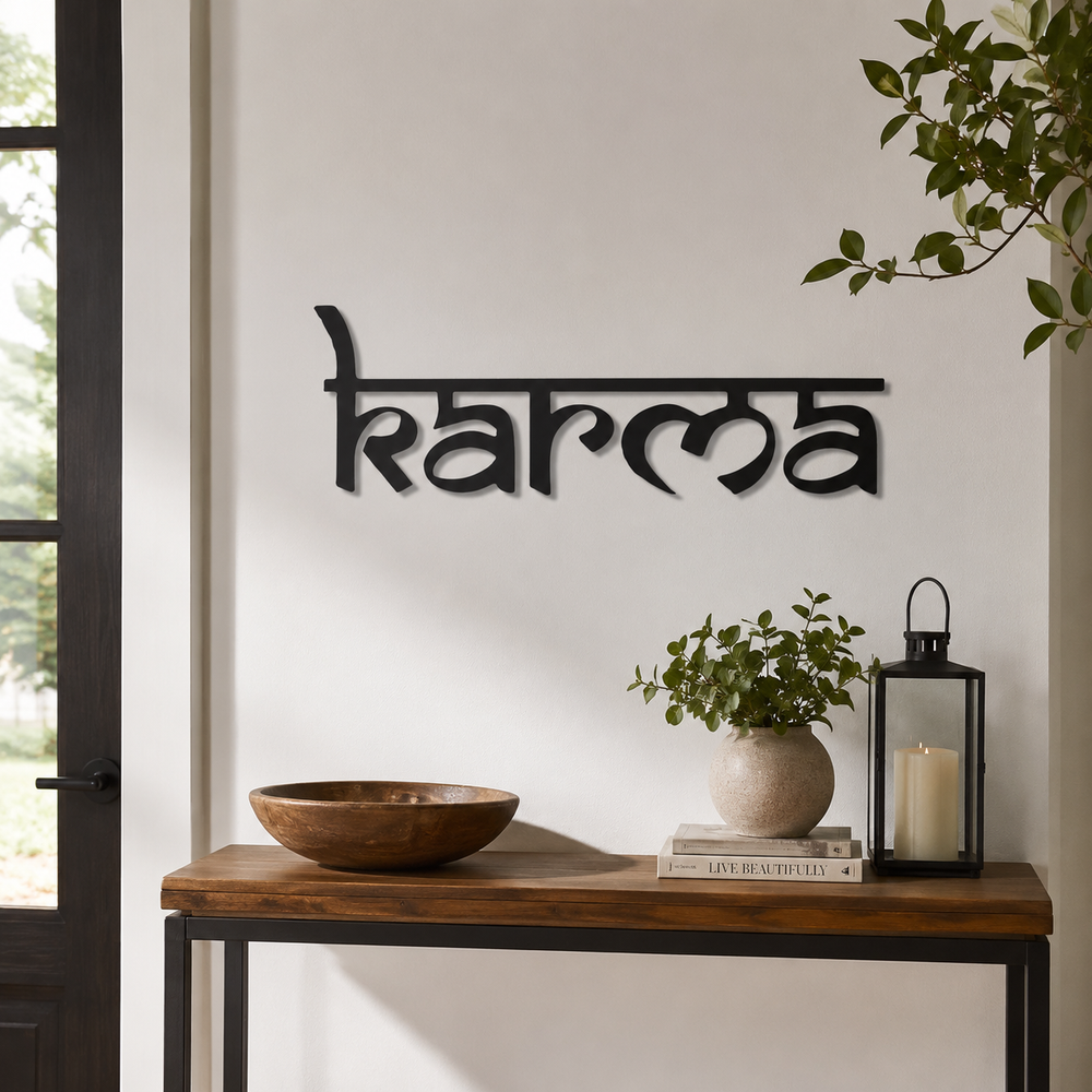 Karma Spiritual Reminder Metal Art Devotion Wall Decor