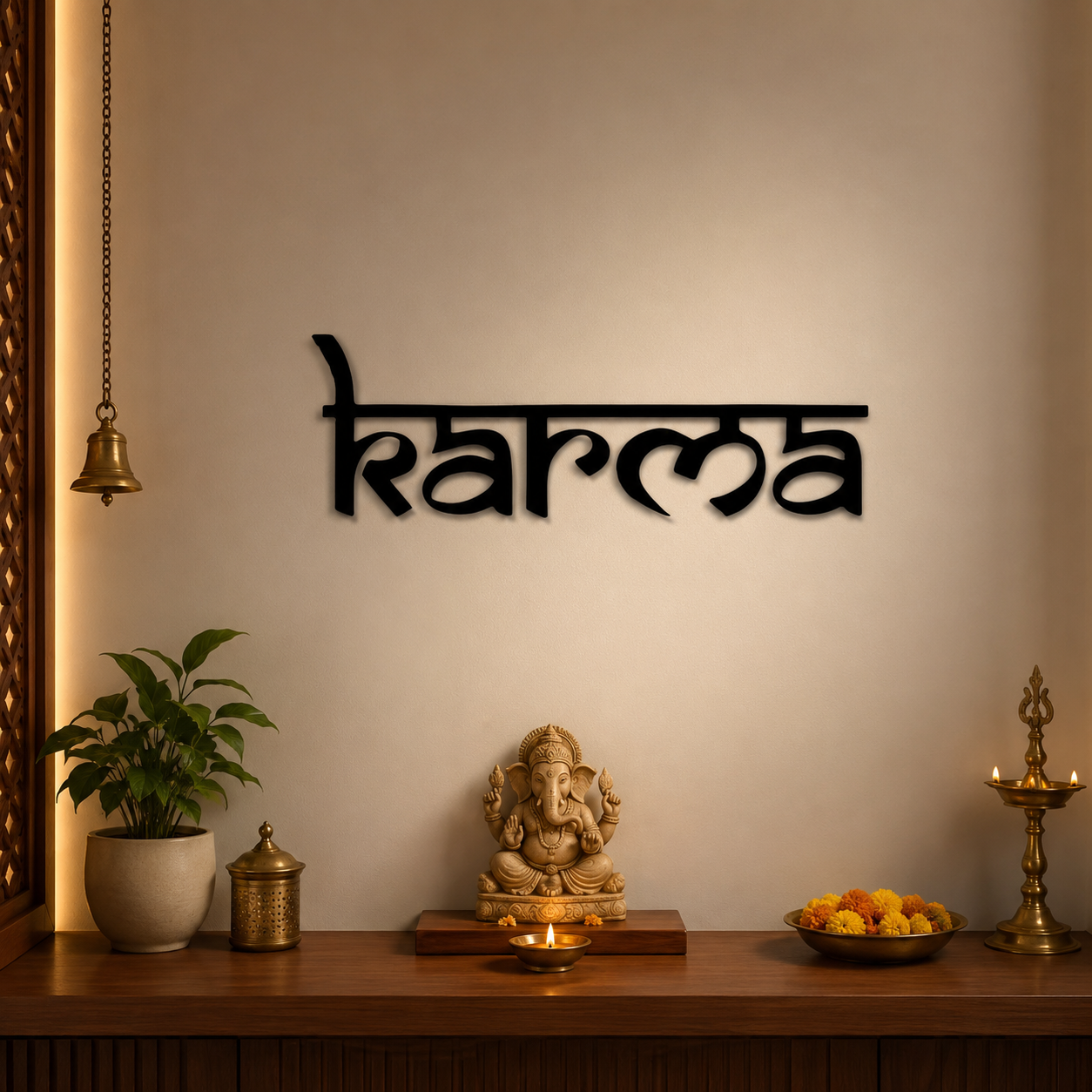 Karma Spiritual Reminder Metal Art Devotion Wall Decor