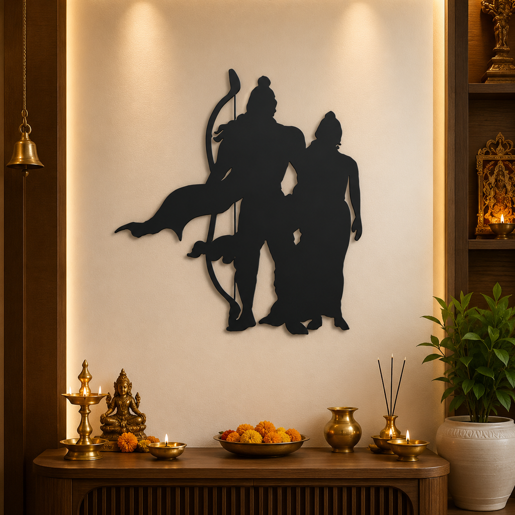 Shree Ram with Sita Metal Art Devotion Wall Decor