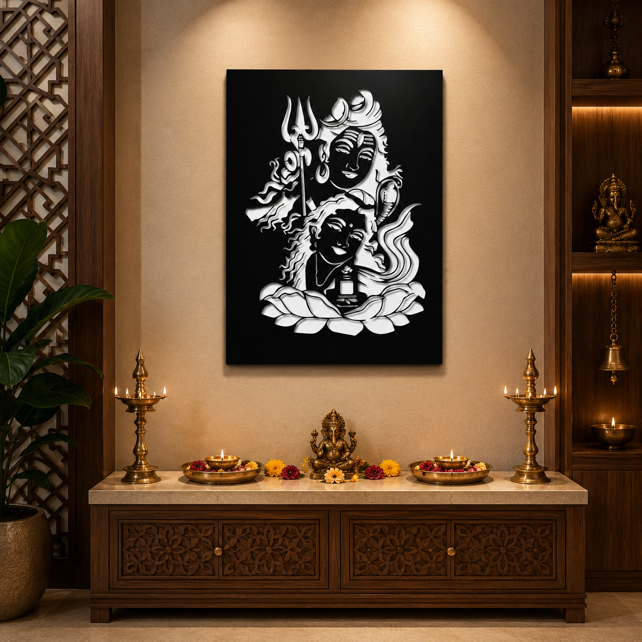 Lord Shiva with Parvati Modern Metal Art Wall Decor