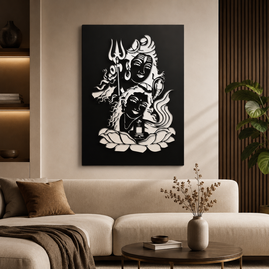 Lord Shiva with Parvati Modern Metal Art Wall Decor