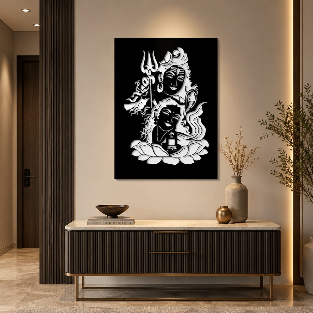 Lord Shiva with Parvati Modern Metal Art Wall Decor