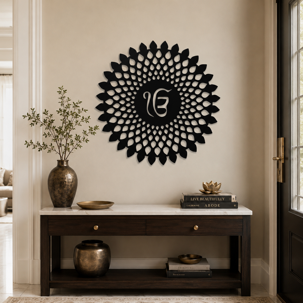 Ikk Onkaar Sacred Sikh Symbol Metal Art Wall Decor