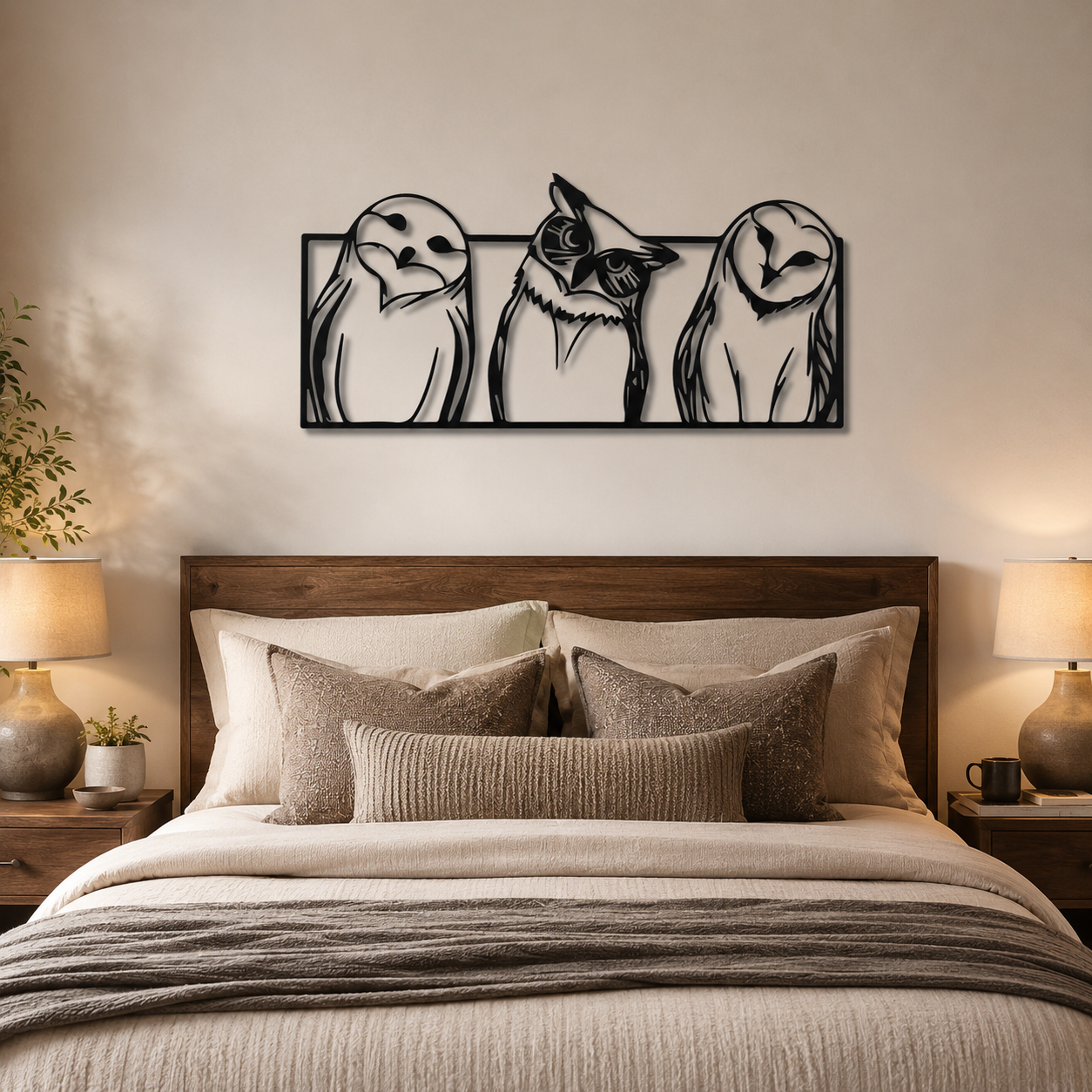 Snowy Owl Modern Design Metal Art Wall Decor