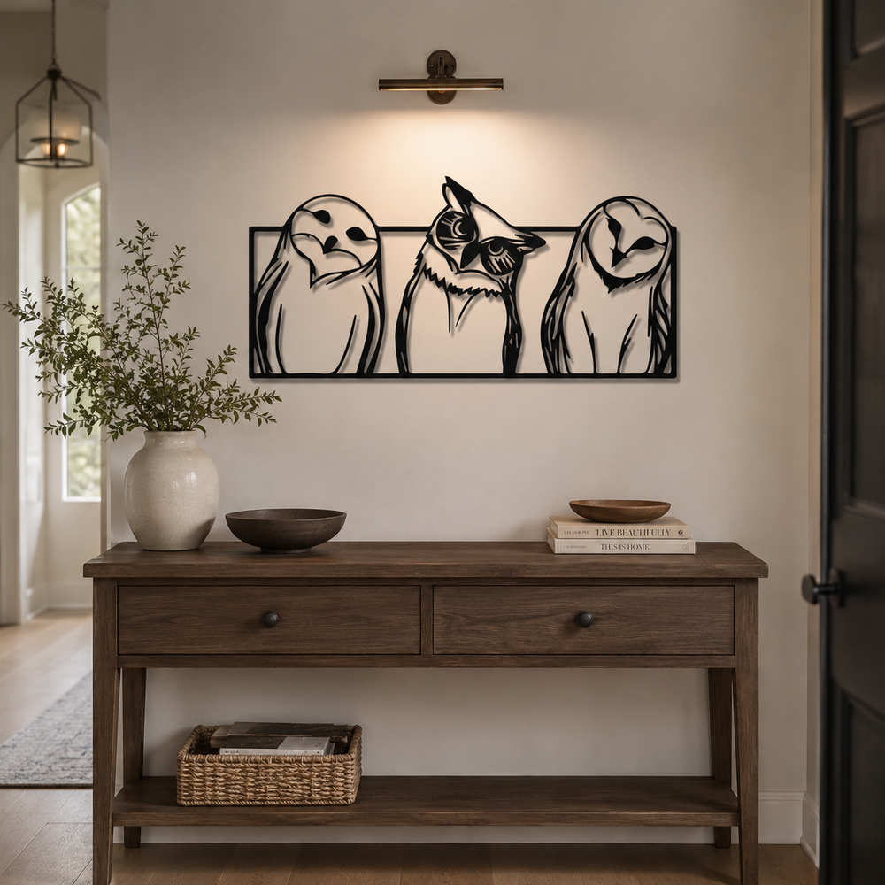 Snowy Owl Modern Design Metal Art Wall Decor
