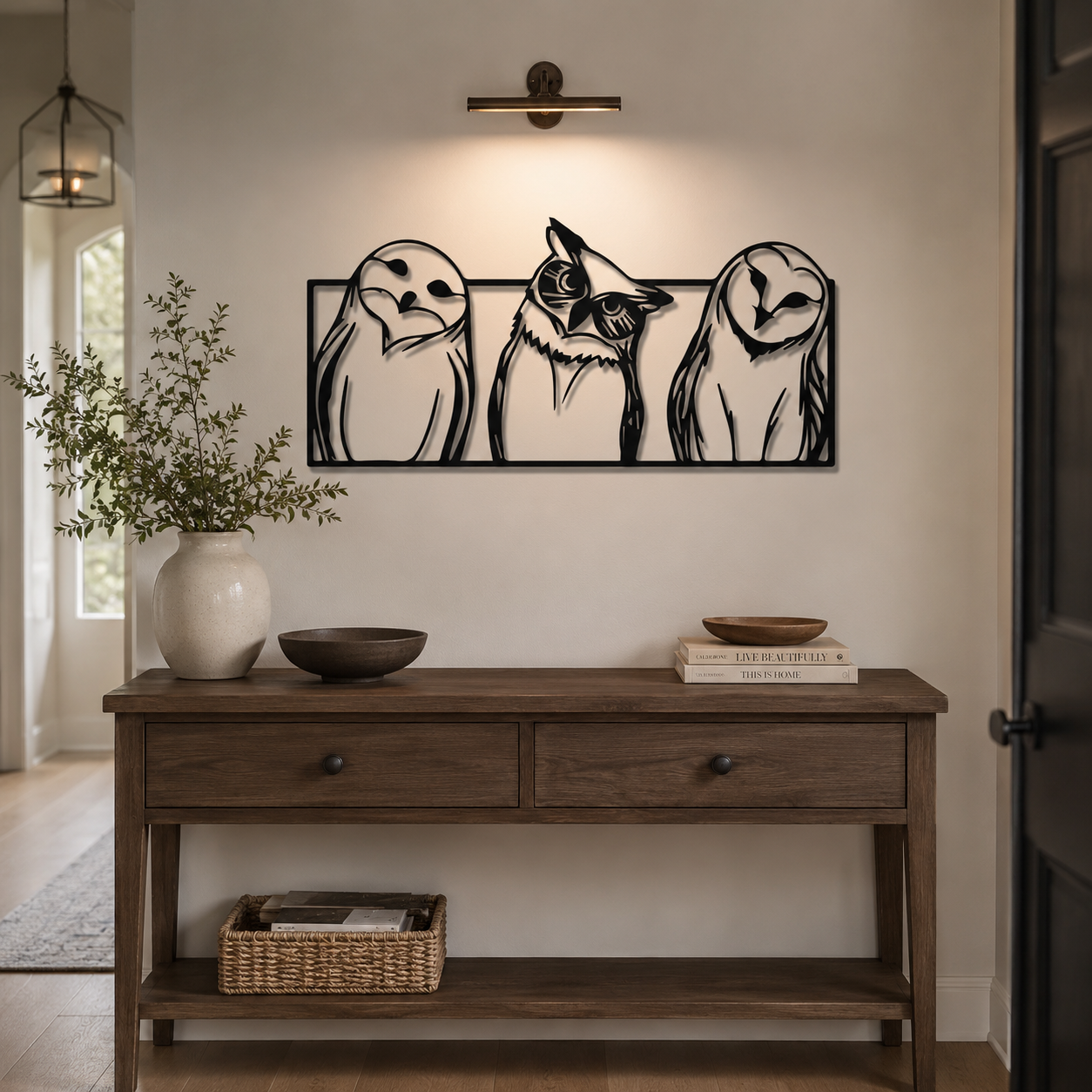 Snowy Owl Modern Design Metal Art Wall Decor