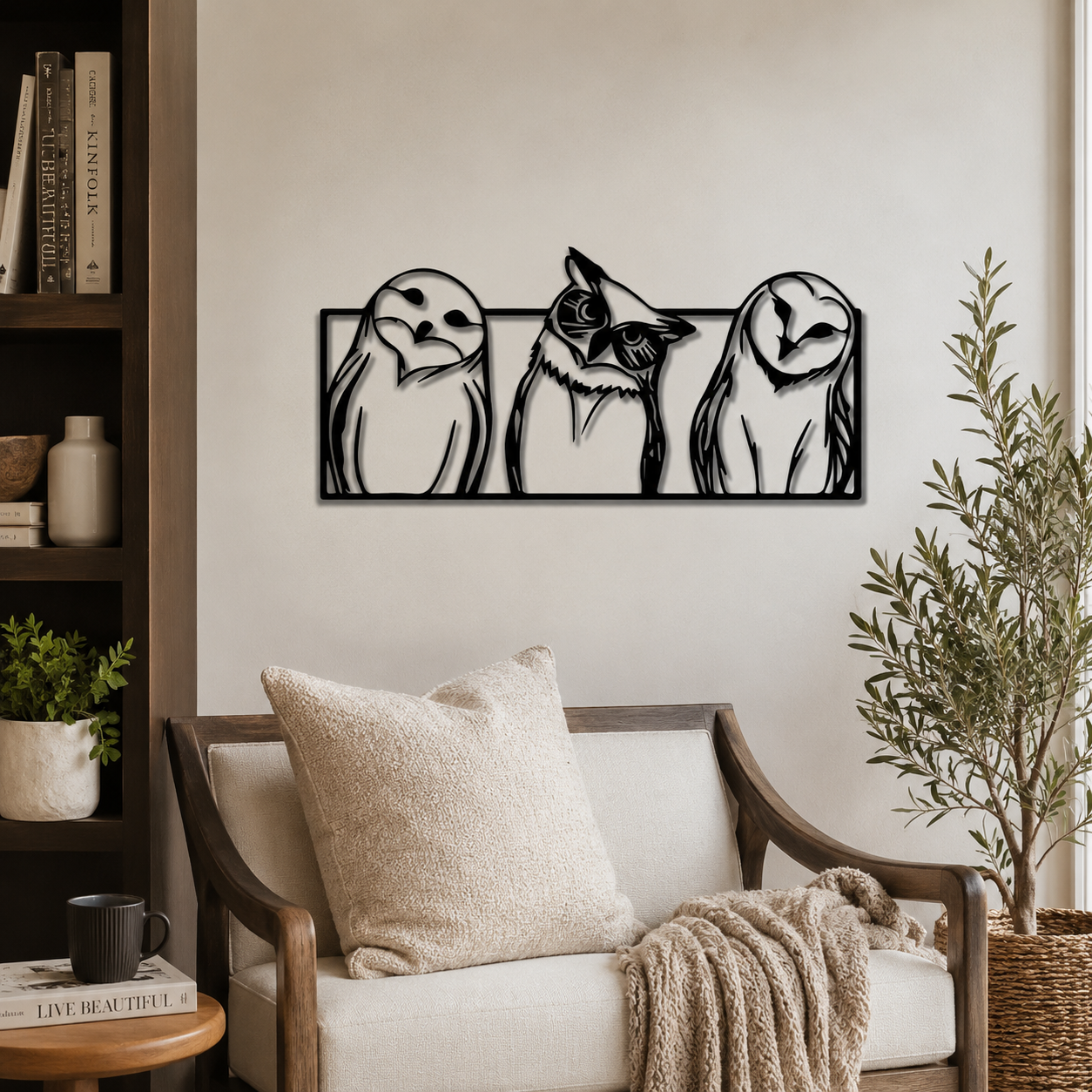 Snowy Owl Modern Design Metal Art Wall Decor