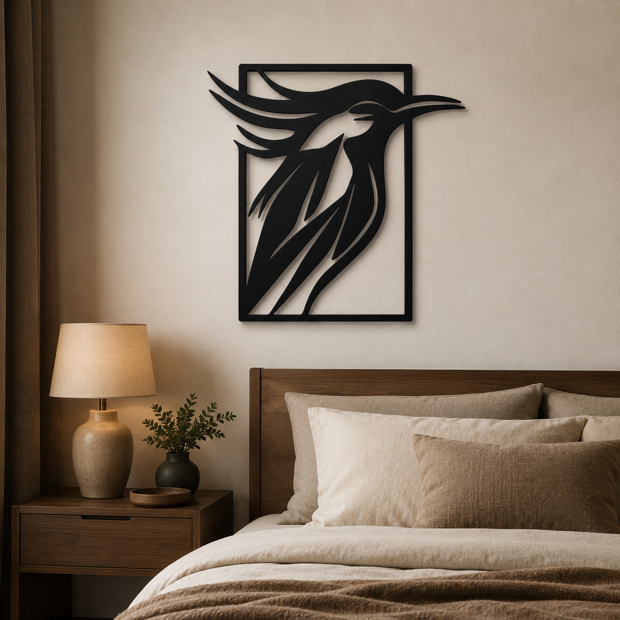 Beautiful Sparrow Frame Modern Design Metal Art Wall Decor