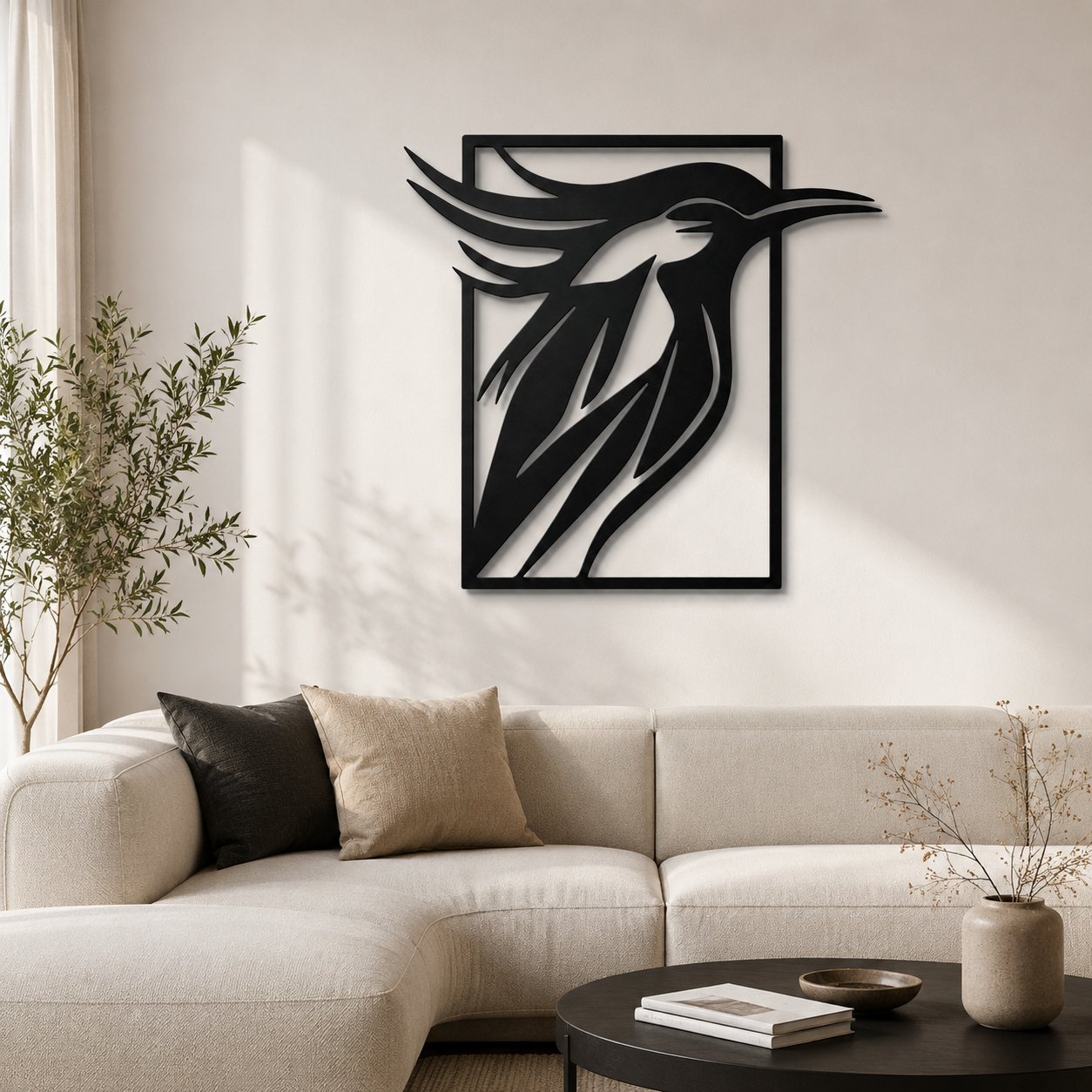 Beautiful Sparrow Frame Modern Design Metal Art Wall Decor