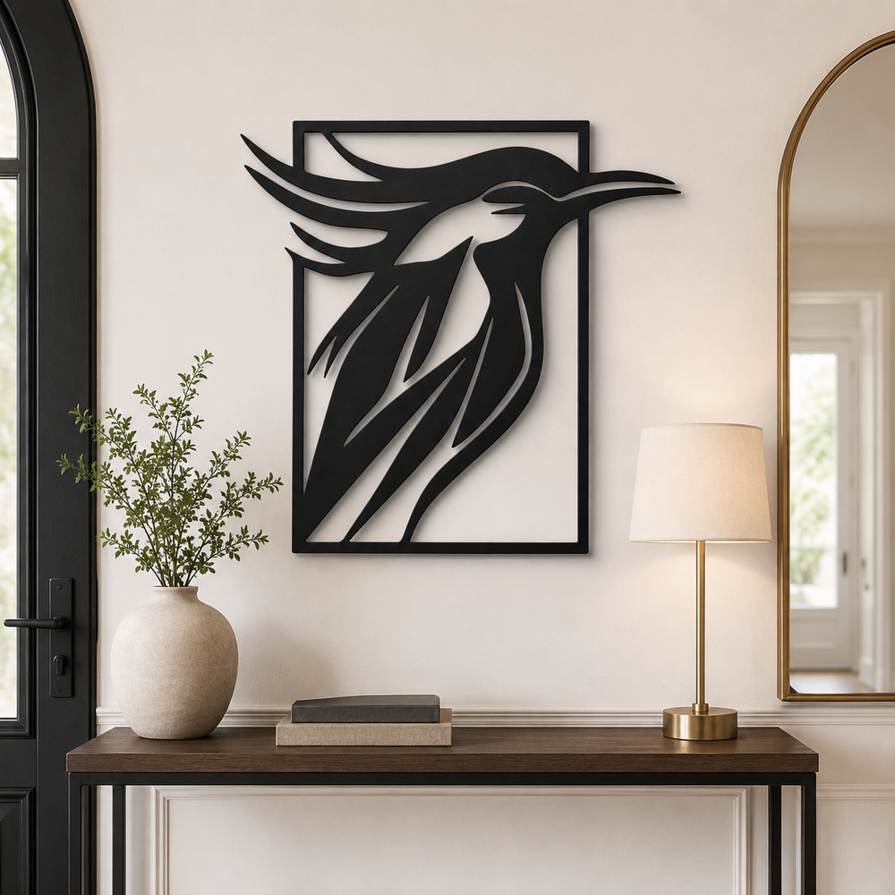 Beautiful Sparrow Frame Modern Design Metal Art Wall Decor